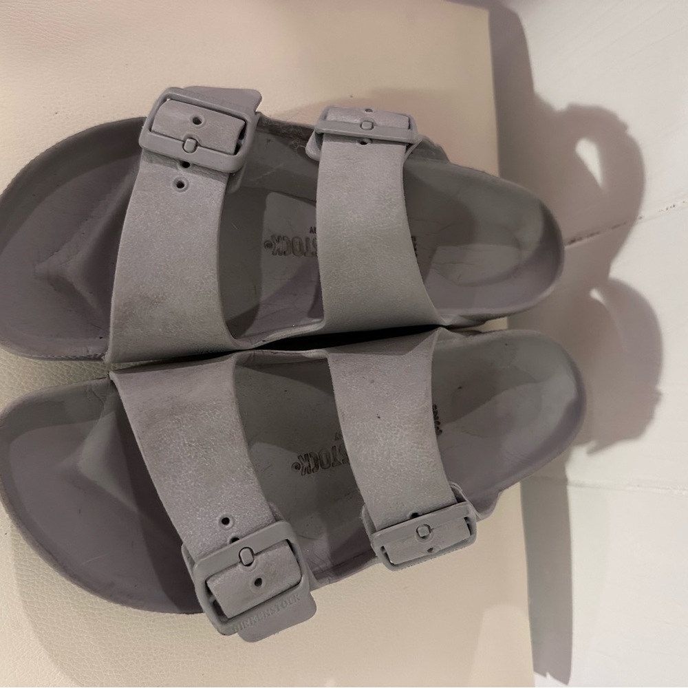Light Gray Double Strap Slide Sandals